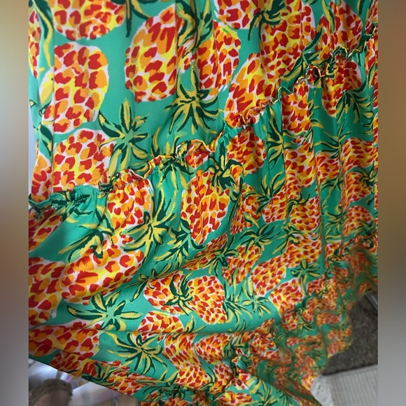 Skies Are Blue Green Pineapple Pattered Dress Size S - Picture 4 of 6